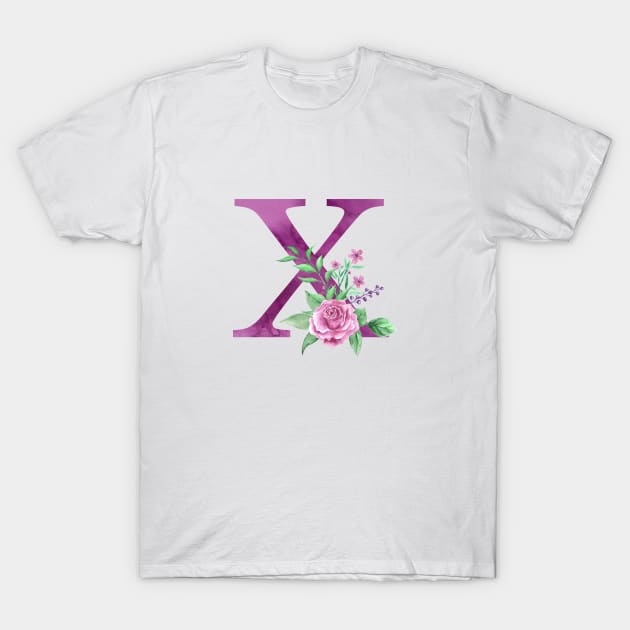 Floral Monogram X Beautiful Rose Bouquet T-Shirt by floralmonogram